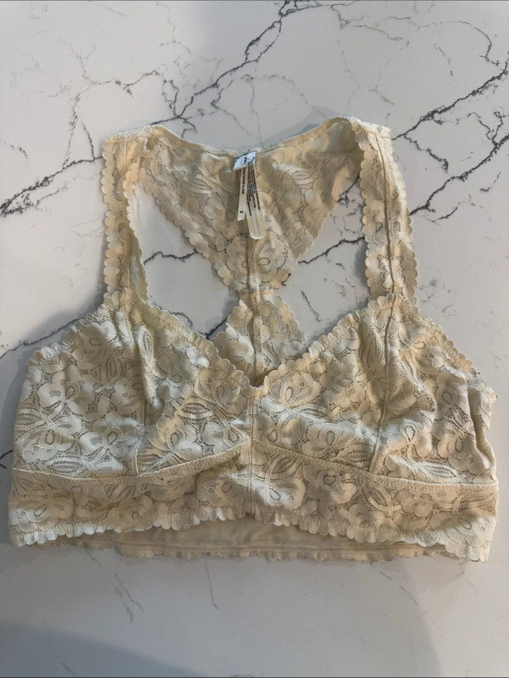 Free People Delicate Lace Racerback Bralette - Cream